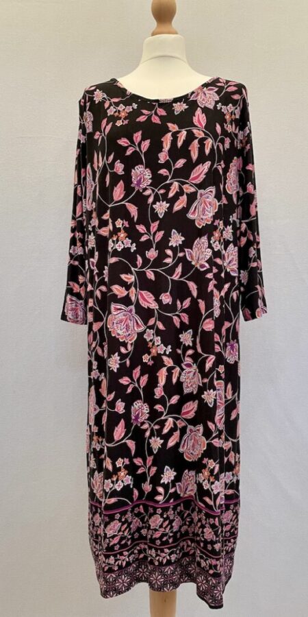 George black pink floral over black stretch