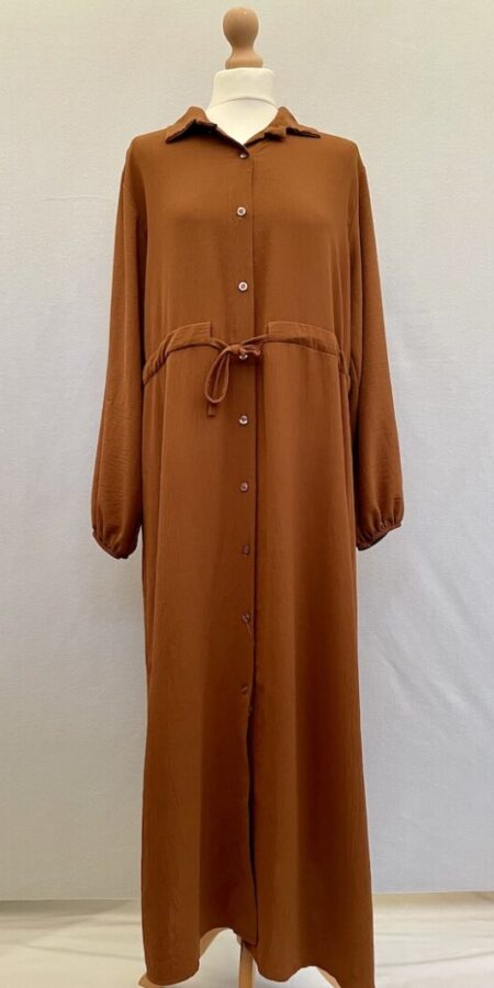 Miss Cento brown long maxi dress button down front in size 18 20 with long sleeves