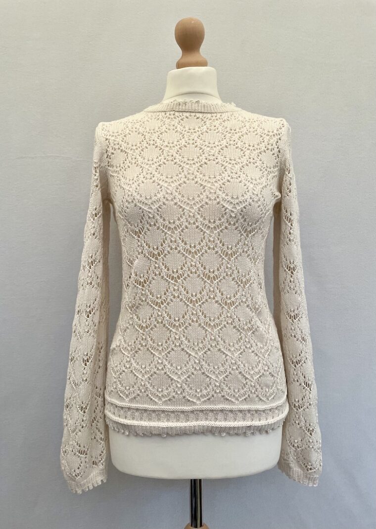 Papaya off-white crochet style knitted jumper