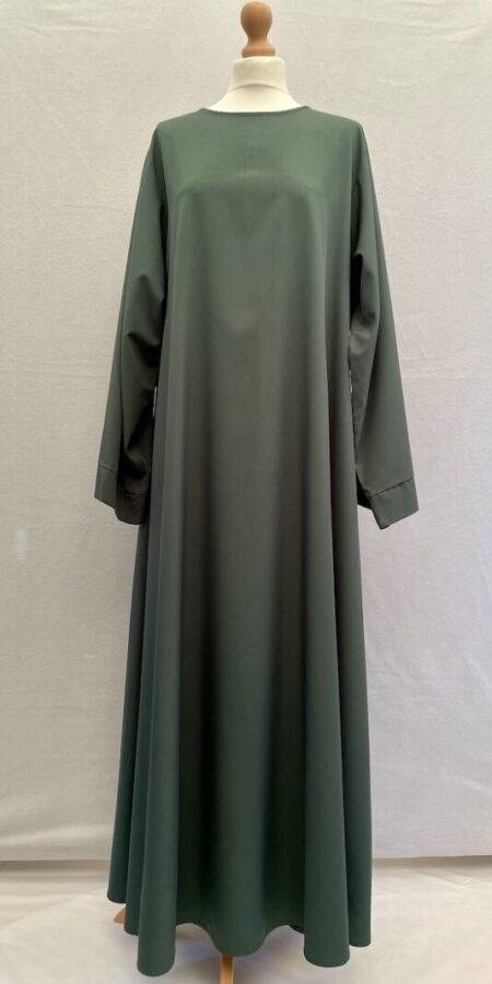 Emerald green shiny wide sleeved flared skirt pull on abaya