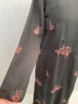 Black abaya with brown floral embroidery full view