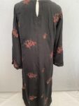 Black abaya with brown floral embroidery full view