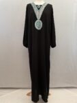 Saad black abaya with sequins full view