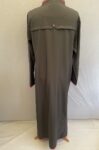 SilkRoute London grey abaya with pink trim full view 2