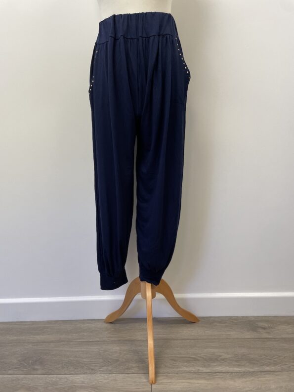 New dark blue harem pants, fits size 8-12