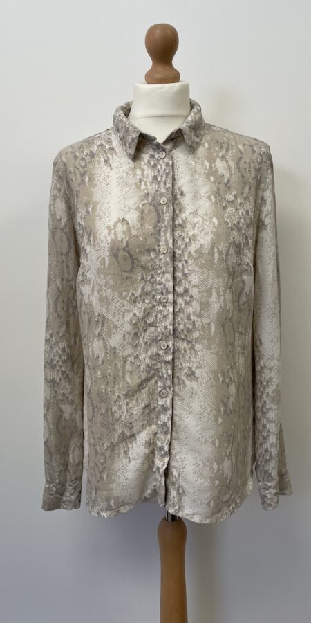 New Look snakeskin print white and beige shirt, size 14