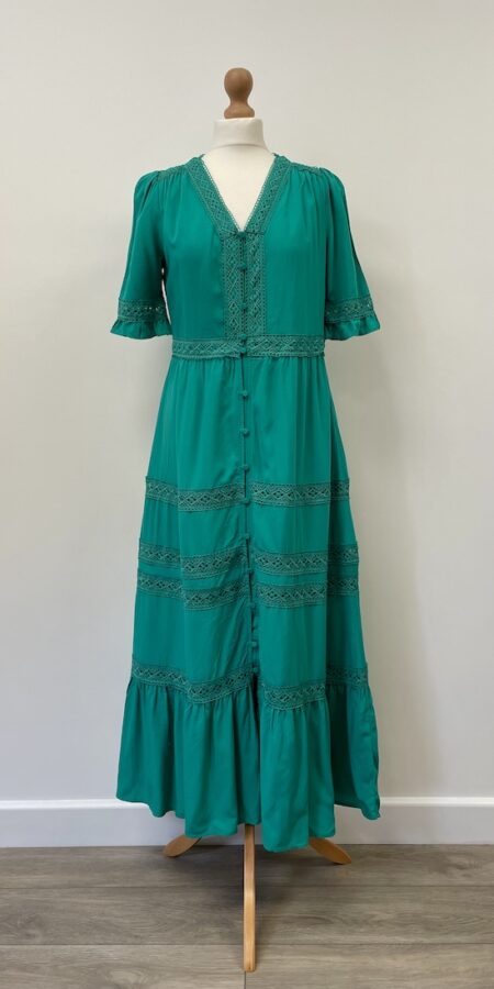 Next green dress with pretty lace detailing, size 6