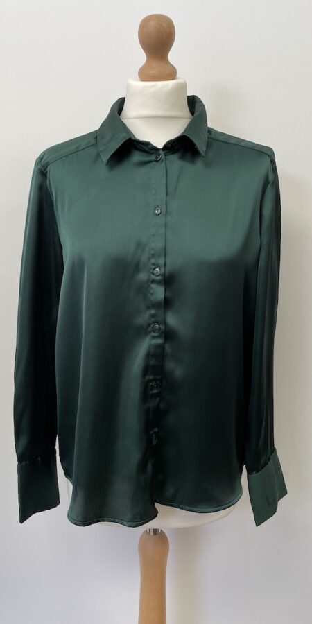 Tu emerald green sateen blouse shirt