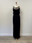 Warehouse black jersey stretch maxi dress with beading, size 12