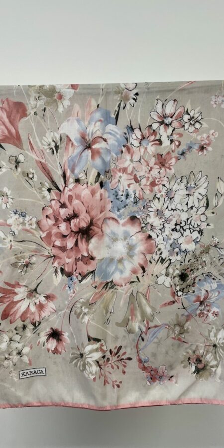 Square large floral print scarf/hijab in pink shades