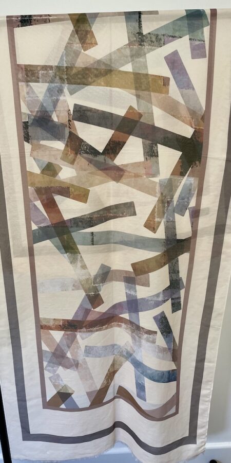 Lovely soft (possibly cotton?) long abstract print cream hijab/scarf