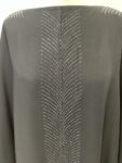 Black abaya with chevron silver gems – full view