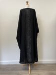 Black abaya with chevron style silver gem sequins, size S, 52" long