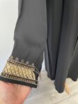 Black abaya with gold embroidery – full view