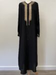 Black abaya with gold embroidery – full view