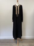 Black abaya with gold embroidery, gems and beading