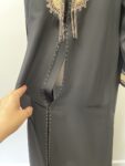 Black abaya with gold embroidery – full view