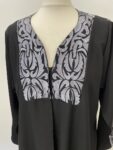 Black abaya with silver embroidery – full view