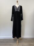 Black abaya with silver embroidery – full view
