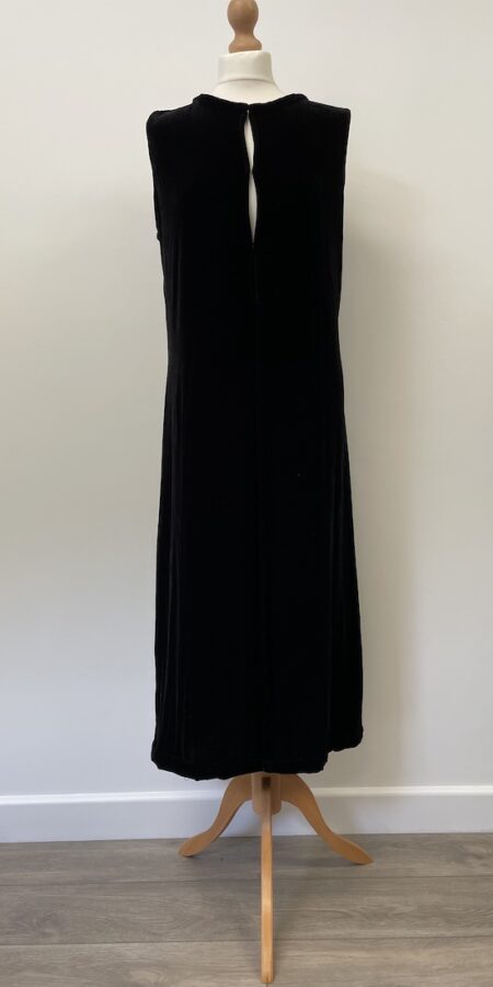 Black velvet open front sleeveless overjacket