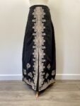 Bon Bon black maxi skirt beige embroidery – full view