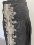 Bon Bon black maxi skirt beige embroidery – full view