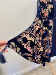 Dark blue shalwar kameez set with velvet shawl – full view