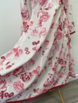 Garnet red and pink floral set – full view