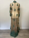 Green applique over net open dress – full view 2