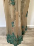 Green applique over net open dress – full view 2