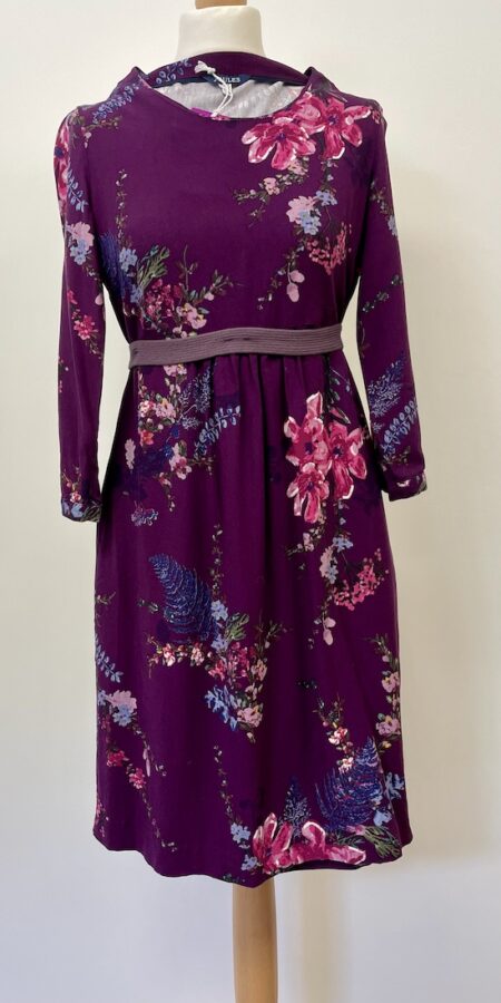 Joules plum purple floral jersey tunic dress, size 8