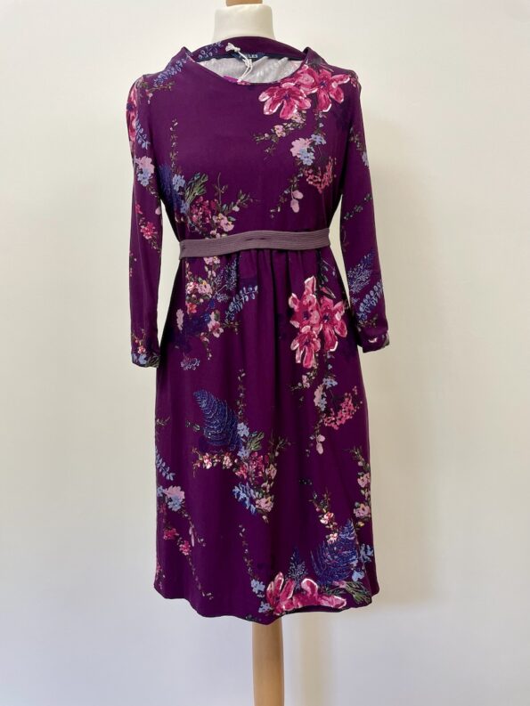 Joules plum purple floral jersey tunic dress, size 8