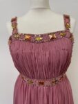 Pink chiffon beaded maxi dress – full view