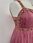 Pink chiffon beaded maxi dress – full view
