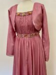 Pink chiffon beaded maxi dress – full view