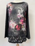 Pomodoro black and floral top – full view