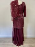 Purple sharara occasion wear suit set, size 10:12 – full view
