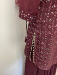 Purple sharara occasion wear suit set, size 10:12 – full view