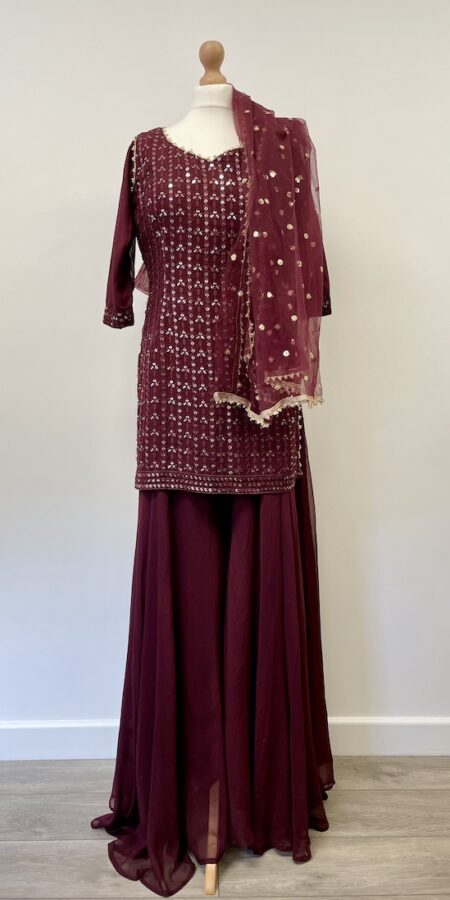 Purple sharara occasion wear suit set, size 10/12