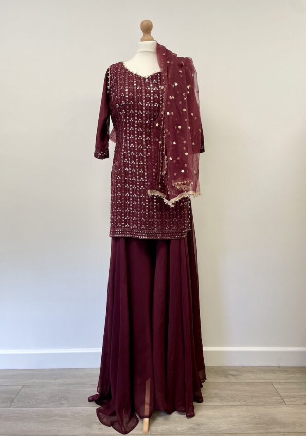 Purple sharara occasion wear suit set, size 10/12