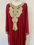 Red and gold net kaftan – full view