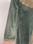 Velvet green beaded asian outfit – full view