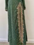 Velvet green beaded asian outfit – full view