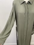 Benin long button front green shirt – full view