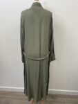 Benin long button front green shirt – full view