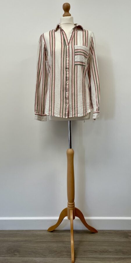 Dorothy Perkins cotton/linen pink and white striped shirt
