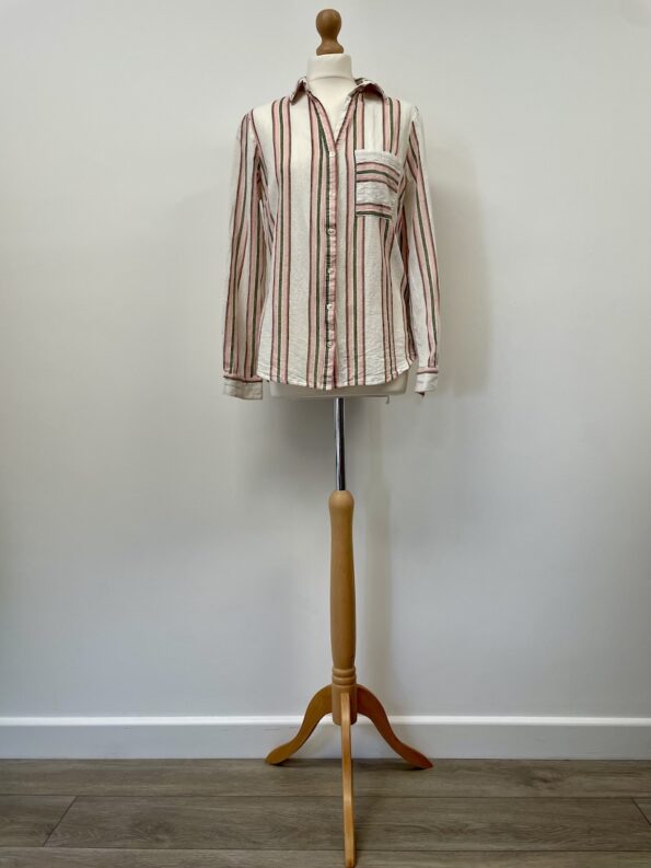 Dorothy Perkins cotton/linen pink and white striped shirt
