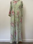 Green floral print maxi dress – full view
