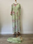 No label light green floral print maxi dress, size M/12