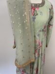Green floral print maxi dress – full view